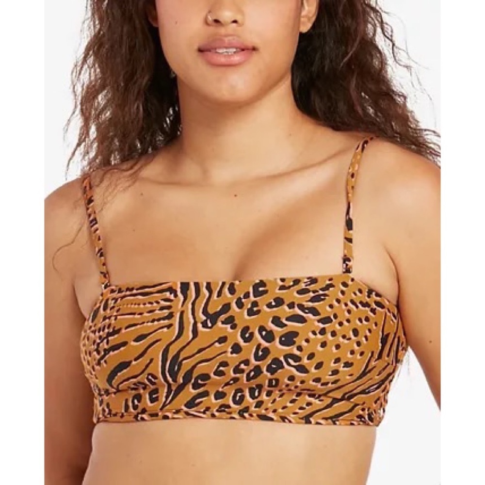 NEW Volcom Running Wild Animal Print Tube Bikini Top Size Small (S)